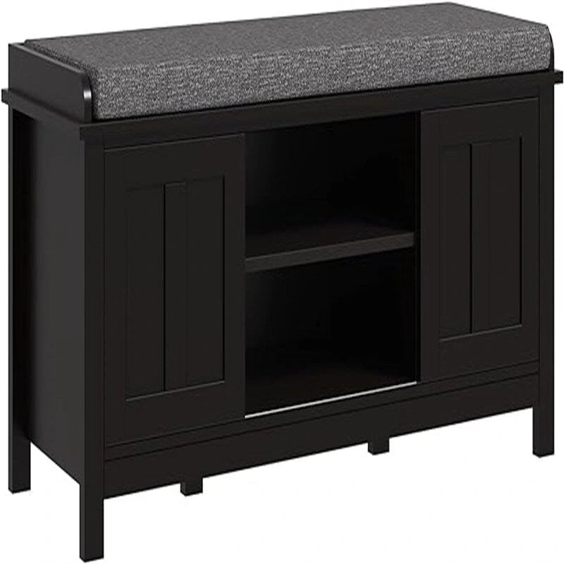 Shoe Bench Storage Ottoman with Sliding Doors - 15.75D x 44W x 19.75H