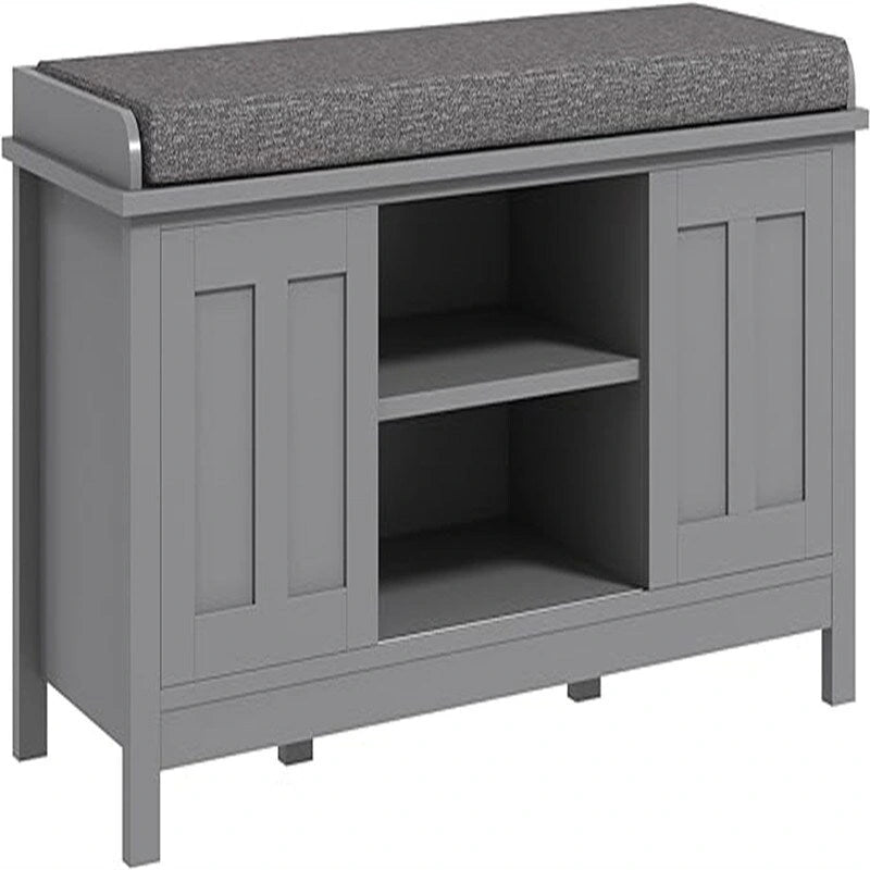 Shoe Bench Storage Ottoman with Sliding Doors - 15.75D x 44W x 19.75H