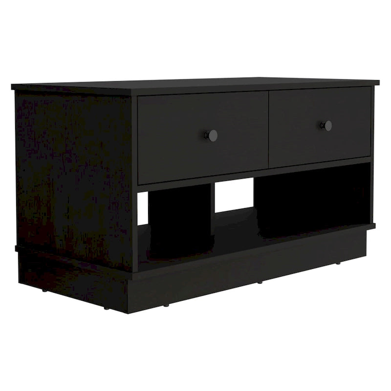 Storage Bench, Lower Shelf, Two Drawers, Light Oak Finish,High quality and durable