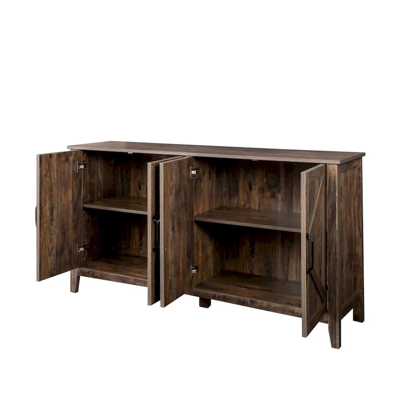 Cabinet with 4 Doors and 4 Open Shelgves,Freestanding Sideboard Storage Cabinet Entryway Floor Cabinet for Living Room Office