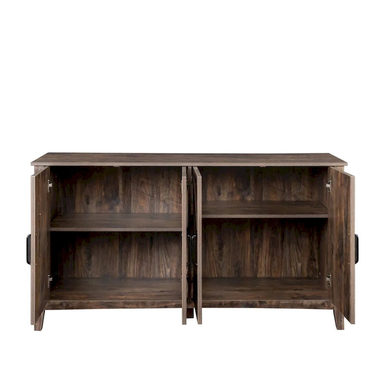 Cabinet with 4 Doors and 4 Open Shelgves,Freestanding Sideboard Storage Cabinet Entryway Floor Cabinet for Living Room Office