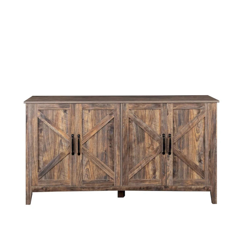 Cabinet with 4 Doors and 4 Open Shelgves,Freestanding Sideboard Storage Cabinet Entryway Floor Cabinet for Living Room Office