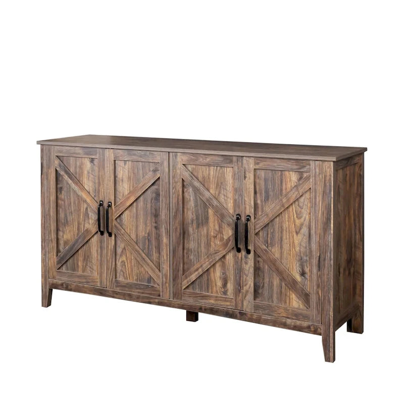 Cabinet with 4 Doors and 4 Open Shelgves,Freestanding Sideboard Storage Cabinet Entryway Floor Cabinet for Living Room Office
