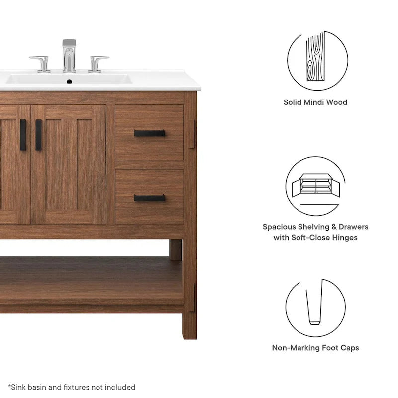 36 Wood Bathroom Vanity Cabinet (Sink Basin Not Included) 36