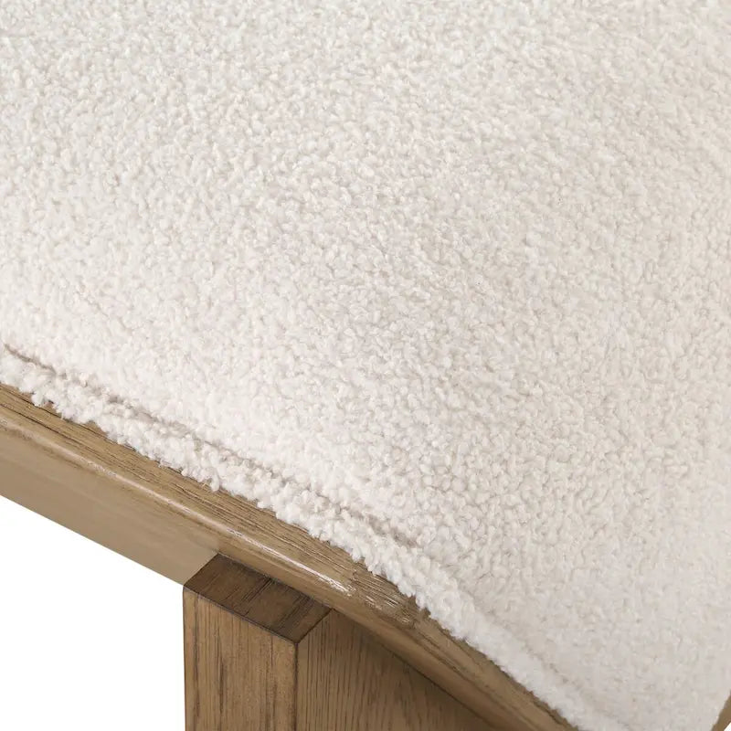 Wedged Ivory Fabric Bench 17 H X 59 W X 19 D